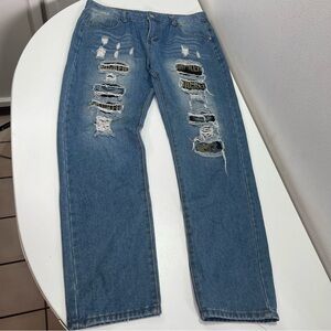 Green Bay Packers Women’s Jeans M Distress Patchwork Football Team Fan Game Wear